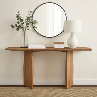 Console Sofa Table, Acacia Wood Irregular Tabletop, Brown 64 Inch -BM327879