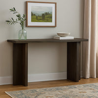Console Sofa Table, Solid Wood T Shaped Legs, Dark Brown 53 Inch -BM327882