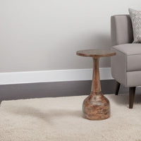 Accent Table, Solid Wood Turned Design, 14 Inch, Medium Brown Finish -BM327896