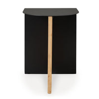 Modern Table, Metal Frame w Solid Wood Base, 16 Inch, Black and Brown -BM327897