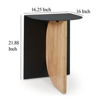 Modern Table, Metal Frame w Solid Wood Base, 16 Inch, Black and Brown -BM327897