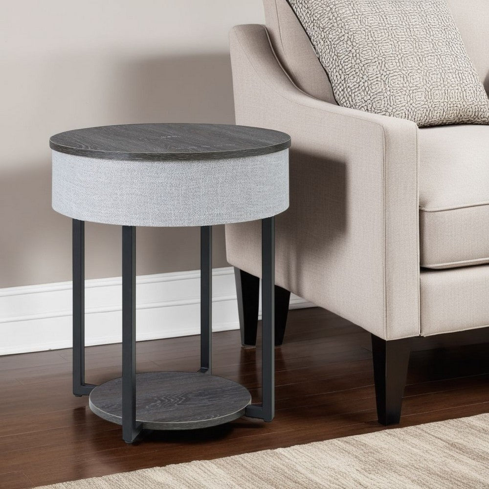 Seme Accent Table, Wireless Charging, Built In Speakers, 18 Inch, Gray -BM327901