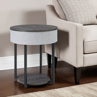 Seme Accent Table, Wireless Charging, Built In Speakers, 18 Inch, Gray -BM327901