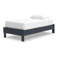 Cian Twin Size Platform Bed, Shaker Style Design, Navy Blue Wood Frame -BM327902