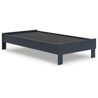 Cian Twin Size Platform Bed, Shaker Style Design, Navy Blue Wood Frame -BM327902