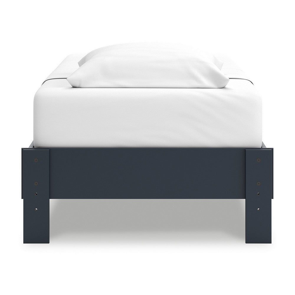 Cian Twin Size Platform Bed, Shaker Style Design, Navy Blue Wood Frame -BM327902