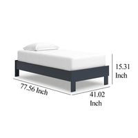 Cian Twin Size Platform Bed, Shaker Style Design, Navy Blue Wood Frame -BM327902