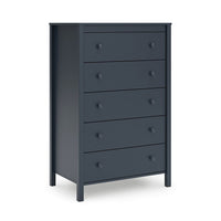 Cian Tall Dresser Chest, 5 Drawers, Knobs, Navy Blue Wood, 50 Inch -BM327905
