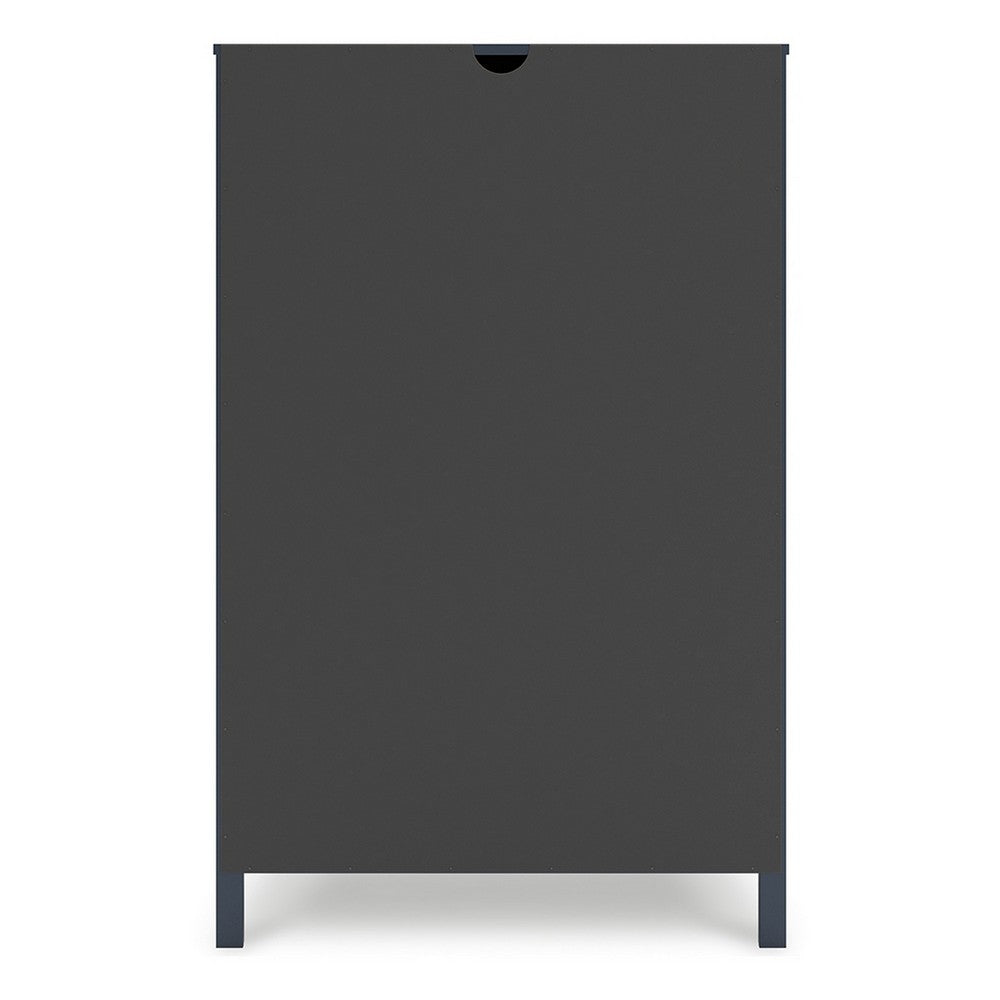 Cian Tall Dresser Chest, 5 Drawers, Knobs, Navy Blue Wood, 50 Inch -BM327905