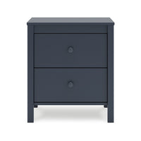 Cian Nightstand, 2 Drawers, Navy Blue Wood, Knob Handles, 24 Inch -BM327906