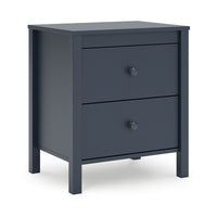 Cian Nightstand, 2 Drawers, Navy Blue Wood, Knob Handles, 24 Inch -BM327906