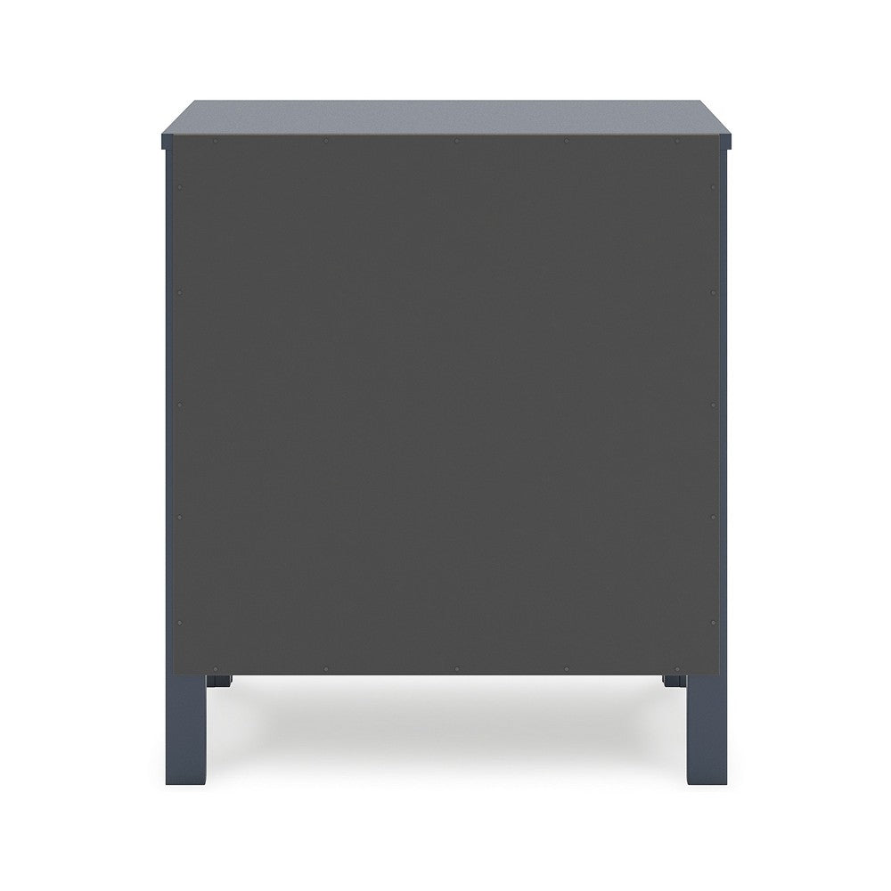 Cian Nightstand, 2 Drawers, Navy Blue Wood, Knob Handles, 24 Inch -BM327906