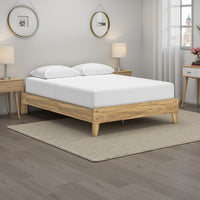 Maci Queen Platform Bed, Natural Light Brown Wood, Low Profile Legs -BM327908