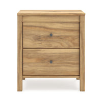 Maci Nightstand, 2 Drawers, Light Natural Brown Wood Finish, 24 Inch -BM327911