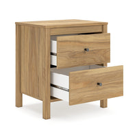 Maci Nightstand, 2 Drawers, Light Natural Brown Wood Finish, 24 Inch -BM327911