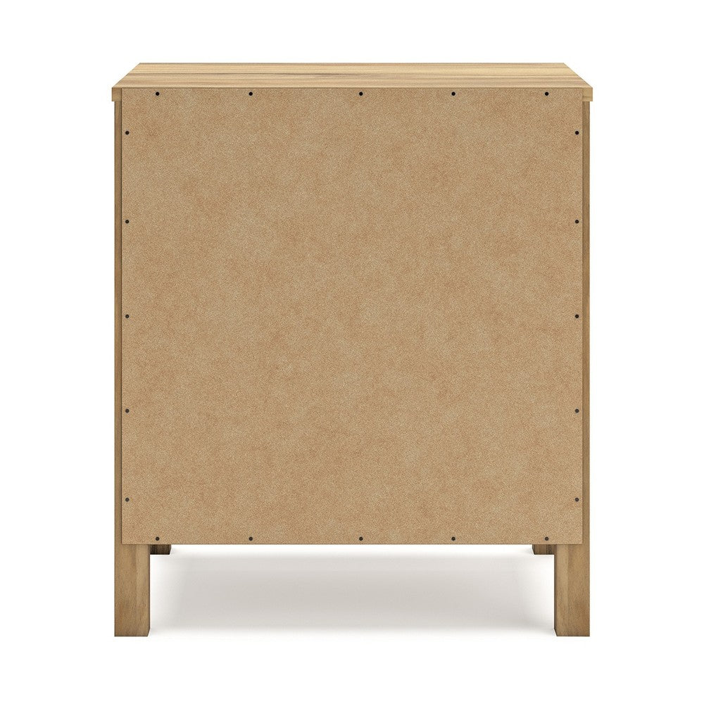 Maci Nightstand, 2 Drawers, Light Natural Brown Wood Finish, 24 Inch -BM327911