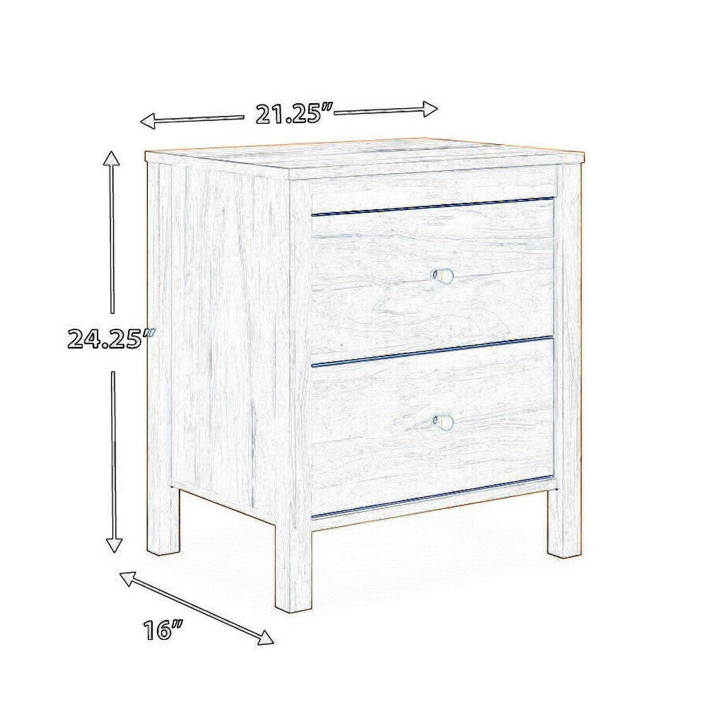Maci Nightstand, 2 Drawers, Light Natural Brown Wood Finish, 24 Inch -BM327911