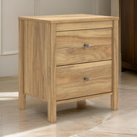 Maci Nightstand, 2 Drawers, Light Natural Brown Wood Finish, 24 Inch -BM327911