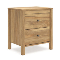 Maci Nightstand, 2 Drawers, Light Natural Brown Wood Finish, 24 Inch -BM327911