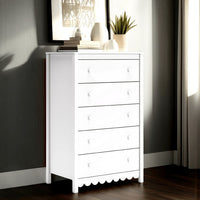 Kally Tall Dresser Chest, 5 Drawers, Modern Matte White Wood, 50 Inch -BM327918