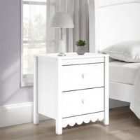 Kally Nightstand, 2 Drawers, Modern Matte White Wood Finish, 24 Inch -BM327919