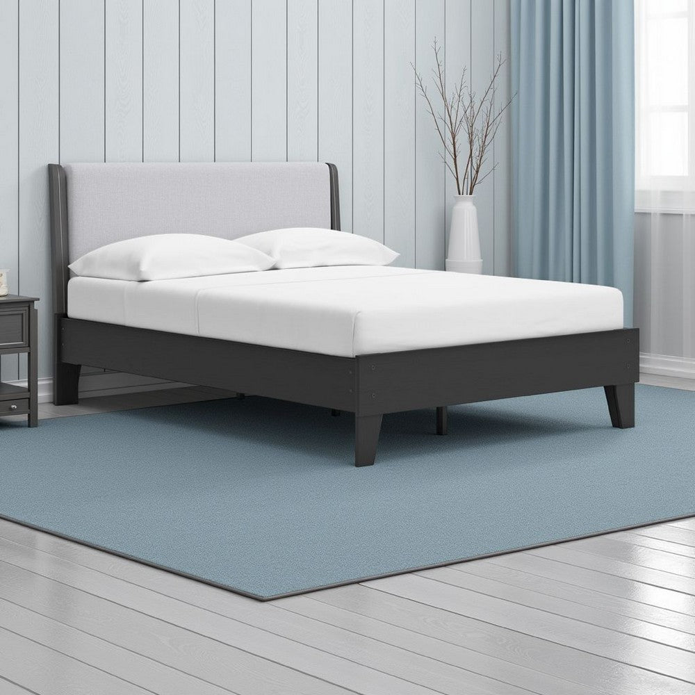 Alli Full Size Platform Bed, Matte Black Wood Frame with Laminate -BM327921