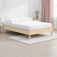Abis Full Platform Bed, Natural Brown Wood, Low Profile Tapered Legs -BM327938