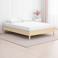 Abis Queen Platform Bed, Natural Brown Wood, Low Profile Tapered Legs -BM327939