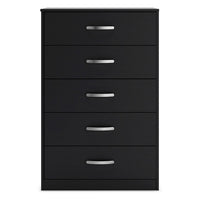 Finny Tall Dresser Chest, 5 Drawer, Matte Black, Silver Metal, 46 Inch -BM327944