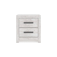 Cany Nightstand, 2 Drawers with Black Handles, Vintage Whitewash -BM327962