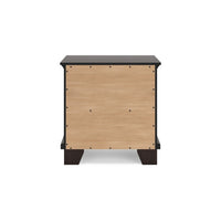 Teno Nightstand, 2 Drawers, Nickel Handles, Dark Brown Solid Hardwood -BM327965