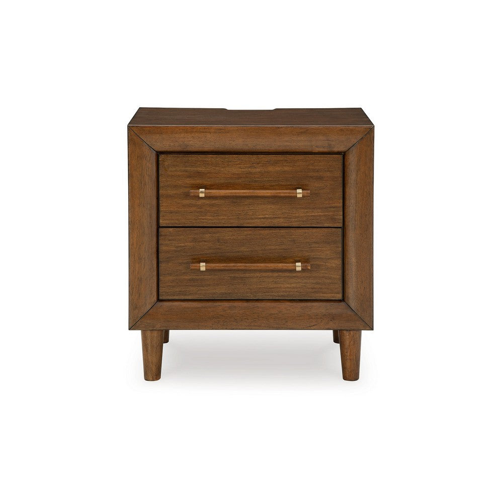 Jeyn Nightstand, 2 Drawers, Traditional Dark Brown Solid Hardwood -BM327968