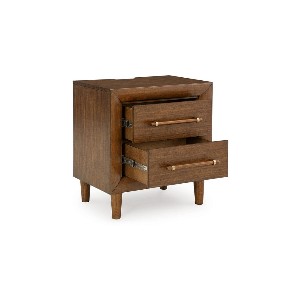 Jeyn Nightstand, 2 Drawers, Traditional Dark Brown Solid Hardwood -BM327968