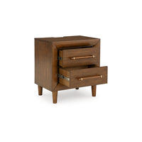 Jeyn Nightstand, 2 Drawers, Traditional Dark Brown Solid Hardwood -BM327968