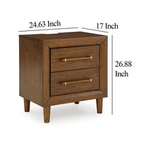 Jeyn Nightstand, 2 Drawers, Traditional Dark Brown Solid Hardwood -BM327968