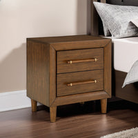 Jeyn Nightstand, 2 Drawers, Traditional Dark Brown Solid Hardwood -BM327968