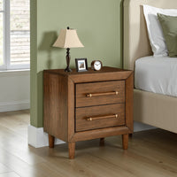 Jeyn Nightstand, 2 Drawers, Traditional Dark Brown Solid Hardwood -BM327968