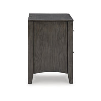 Illian Nightstand, 2 Drawers, Bar Handles, Gray Brown Solid Hardwood -BM327971