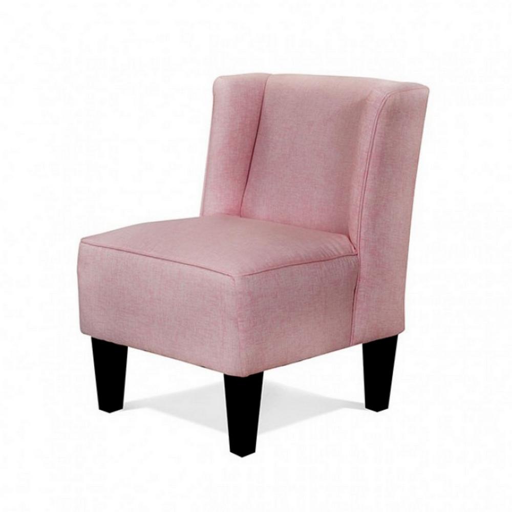 Carie Kids Chair with Wingback and Welt Trim, Solid Wood, Pink Fabric -BM328004