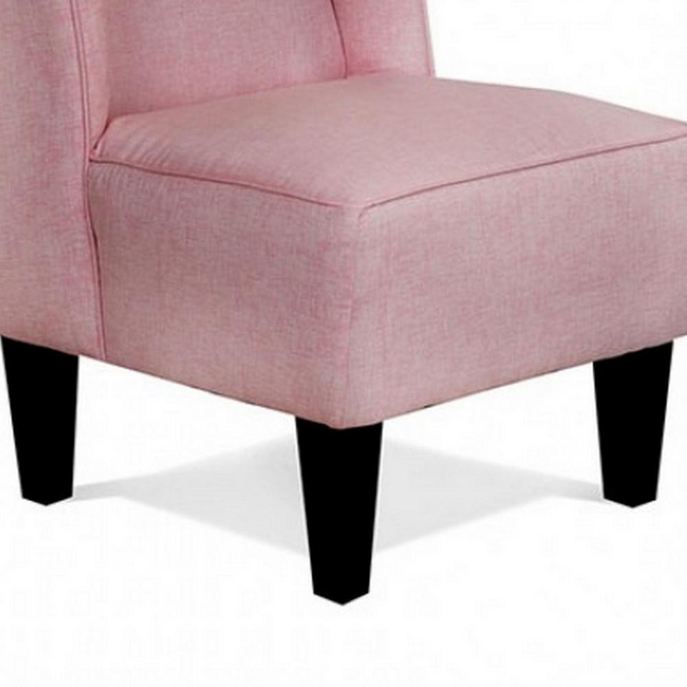Carie Kids Chair with Wingback and Welt Trim, Solid Wood, Pink Fabric -BM328004