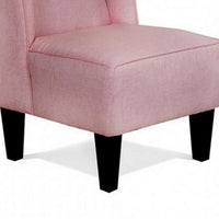 Carie Kids Chair with Wingback and Welt Trim, Solid Wood, Pink Fabric -BM328004
