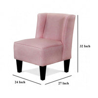 Carie Kids Chair with Wingback and Welt Trim, Solid Wood, Pink Fabric -BM328004