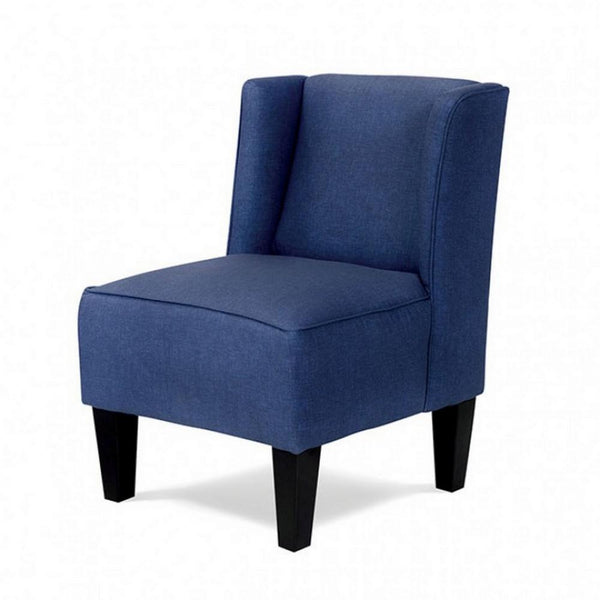 Carie Kids Chair with Wingback and Welt Trim, Solid Wood, Blue Fabric -BM328005