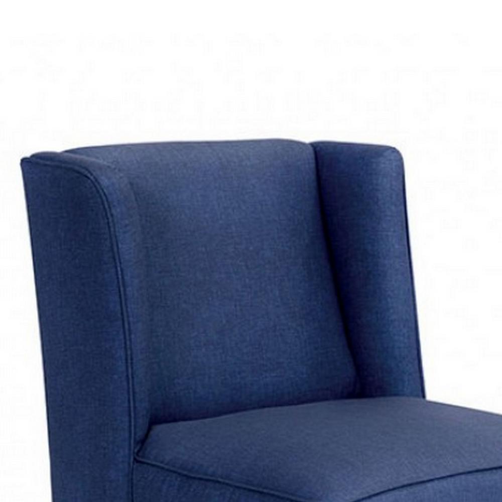 Carie Kids Chair with Wingback and Welt Trim, Solid Wood, Blue Fabric -BM328005