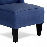 Carie Kids Chair with Wingback and Welt Trim, Solid Wood, Blue Fabric -BM328005
