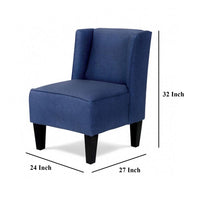Carie Kids Chair with Wingback and Welt Trim, Solid Wood, Blue Fabric -BM328005