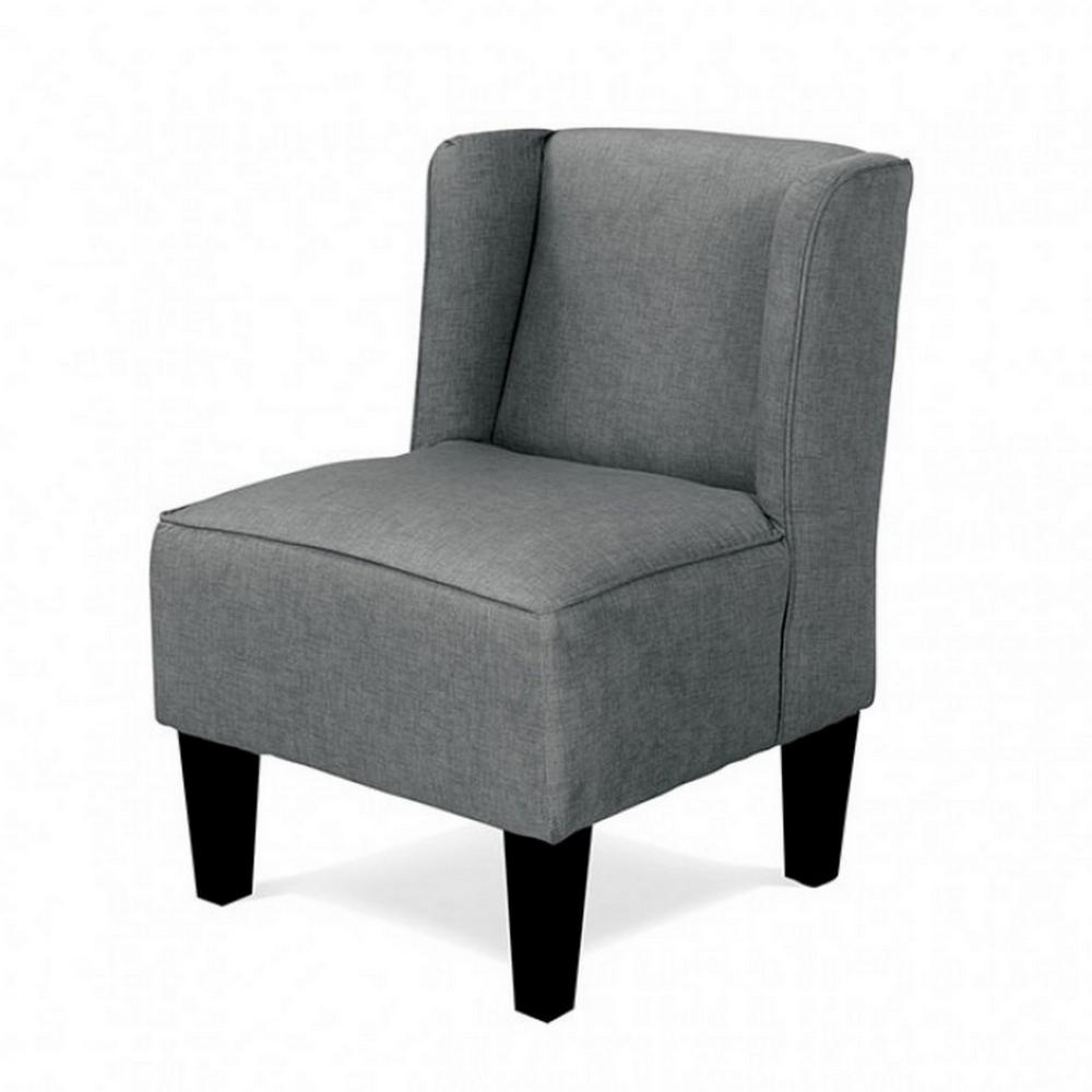 Carie Kids Chair with Wingback and Welt Trim, Solid Wood, Gray Fabric -BM328006