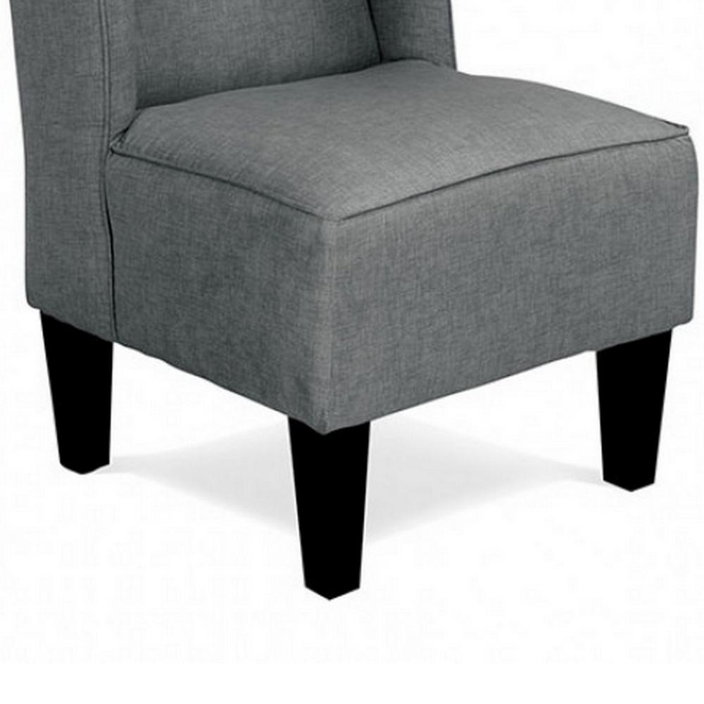 Carie Kids Chair with Wingback and Welt Trim, Solid Wood, Gray Fabric -BM328006