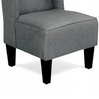 Carie Kids Chair with Wingback and Welt Trim, Solid Wood, Gray Fabric -BM328006