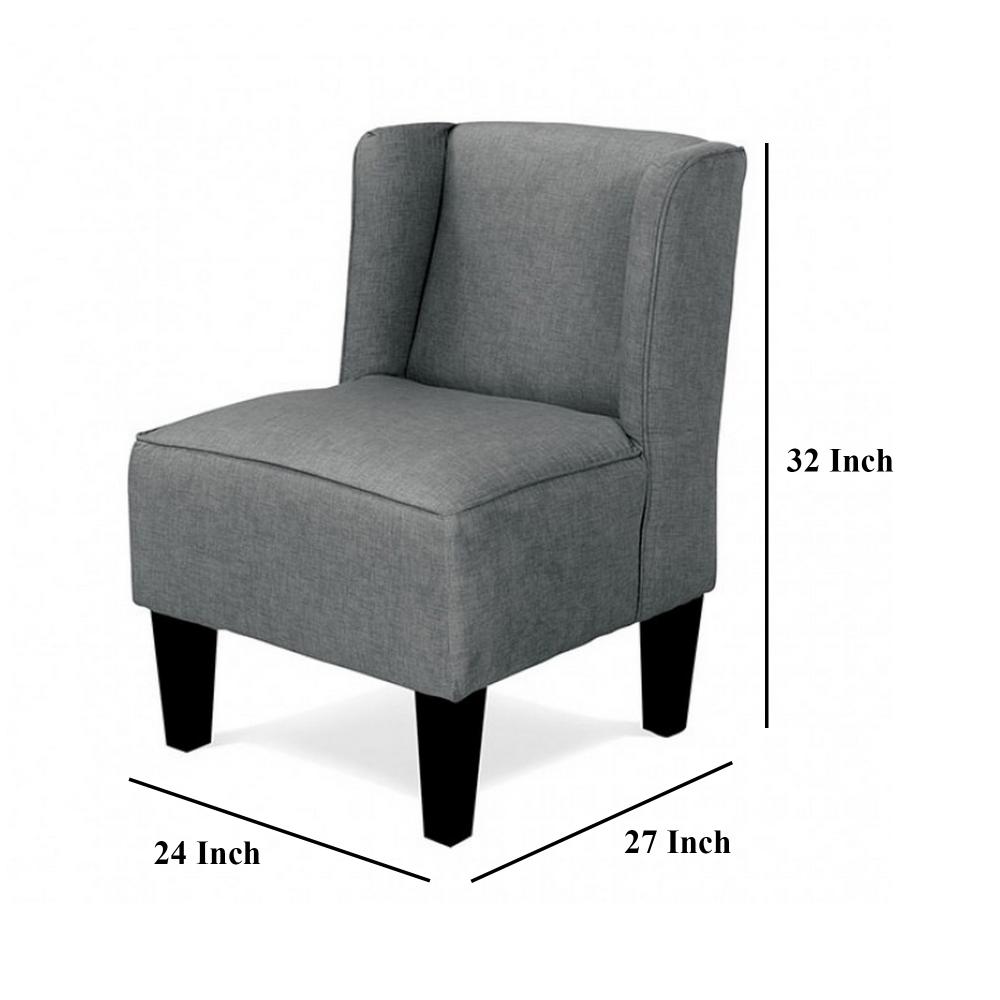 Carie Kids Chair with Wingback and Welt Trim, Solid Wood, Gray Fabric -BM328006